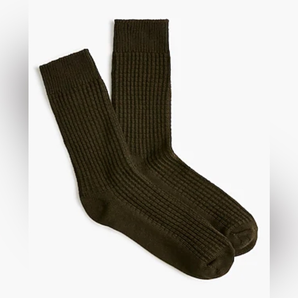 NWT J Crew Ribbed Casual Socks in Olive
